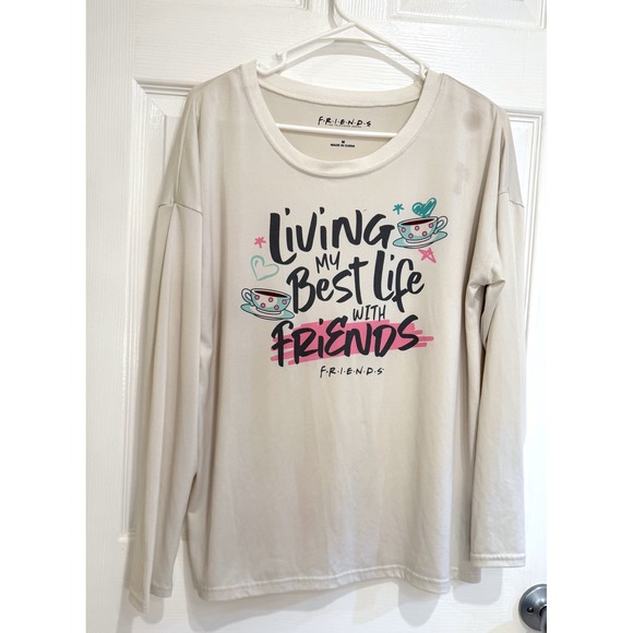 Friends TV Show Long Sleeve Sleep Shirt Top Living My Best Life M‎ - Picture 1 of 5